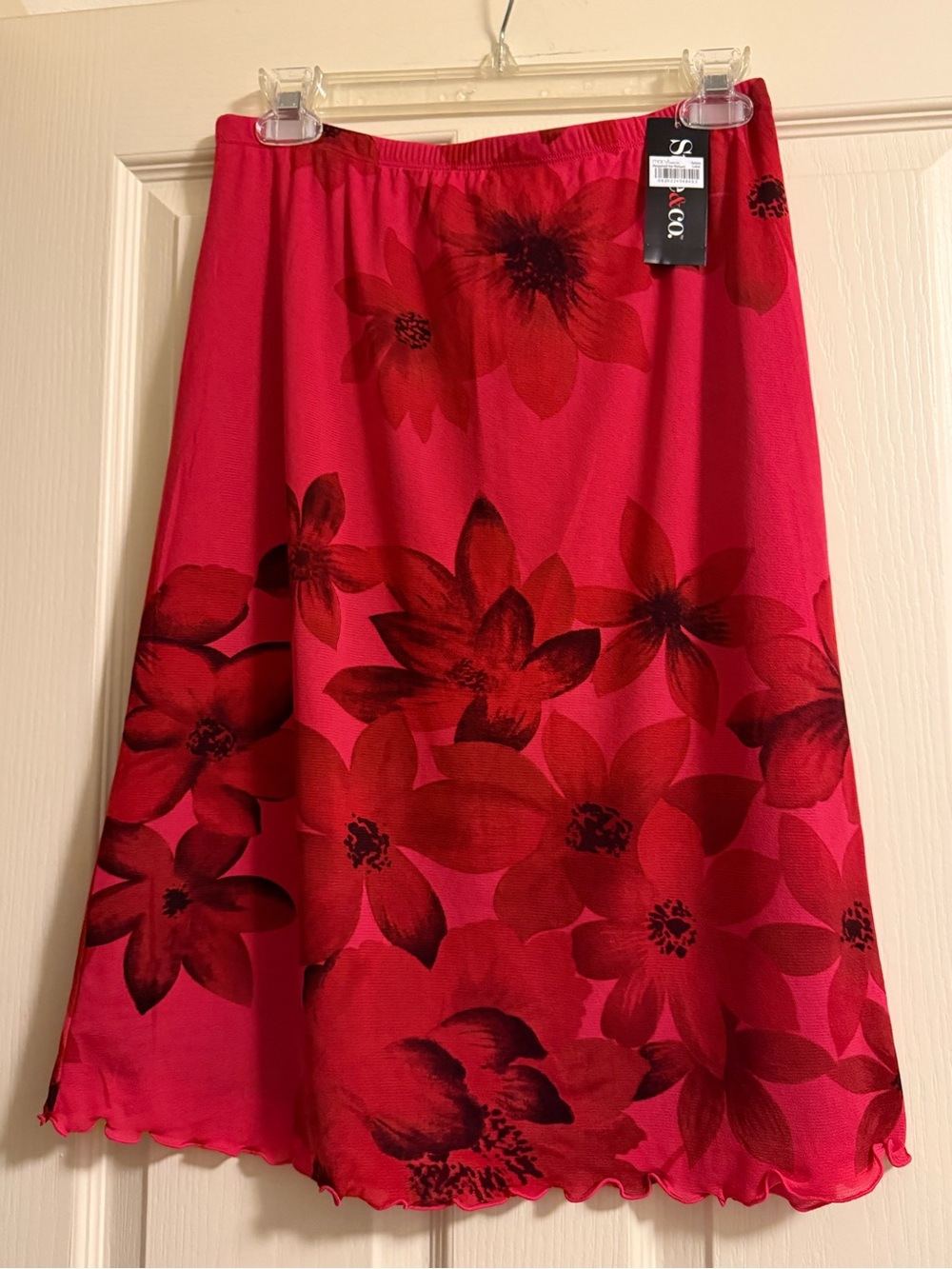 Style & Co. Pink Red Floral A-Line Skirt